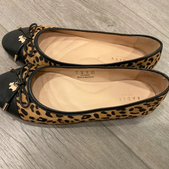 RADLEY LONDON Ballet Flats Cow Fur Animal Print Size 7