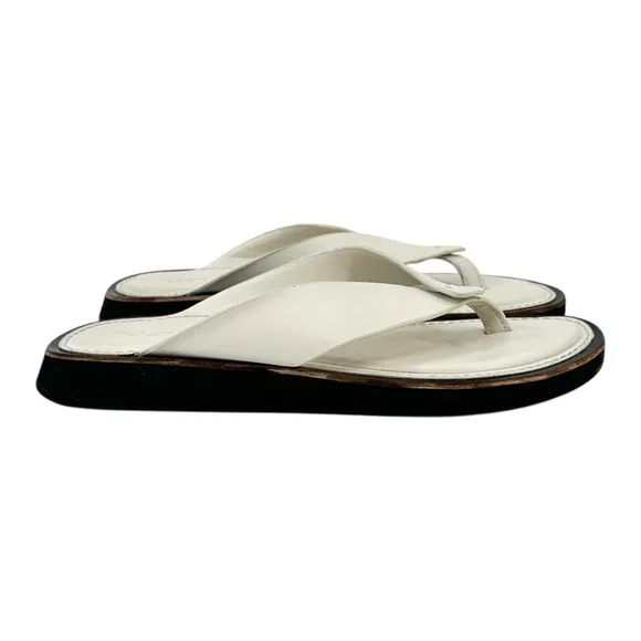Rag &amp; Bone Parker Stone Gray Leather Flip Flops Thong Sandals Slides sz 38.5