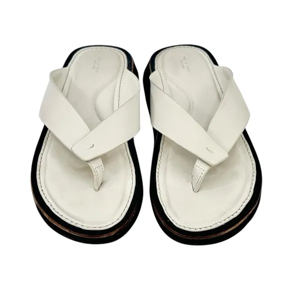 Rag &amp; Bone Parker Stone Gray Leather Flip Flops Thong Sandals Slides sz 38.5