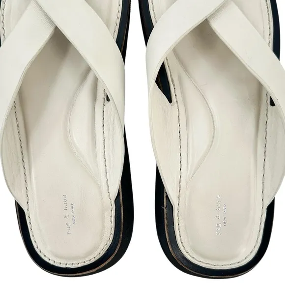 Rag &amp; Bone Parker Stone Gray Leather Flip Flops Thong Sandals Slides sz 38.5