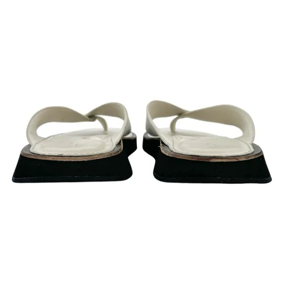 Rag &amp; Bone Parker Stone Gray Leather Flip Flops Thong Sandals Slides sz 38.5