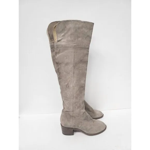 Rag &amp; Bone Womens Over The Knee Block Heel Boots Size 38 Beige Neutral Suede