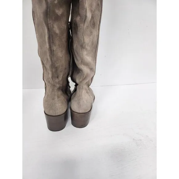Rag &amp; Bone Womens Over The Knee Block Heel Boots Size 38 Beige Neutral Suede