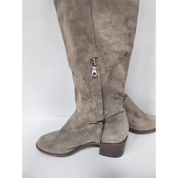 Rag &amp; Bone Womens Over The Knee Block Heel Boots Size 38 Beige Neutral Suede
