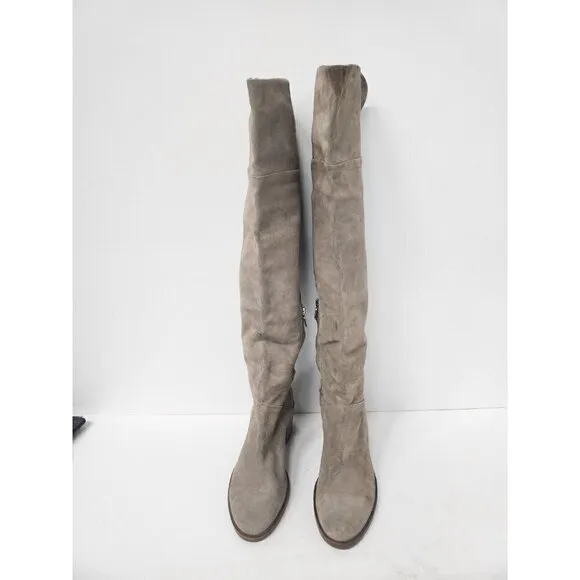 Rag &amp; Bone Womens Over The Knee Block Heel Boots Size 38 Beige Neutral Suede