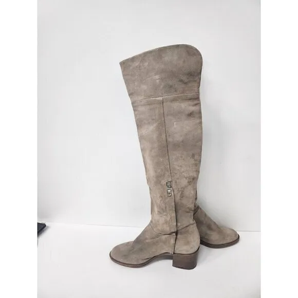 Rag &amp; Bone Womens Over The Knee Block Heel Boots Size 38 Beige Neutral Suede