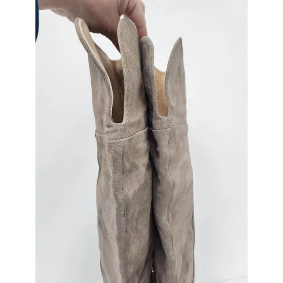 Rag &amp; Bone Womens Over The Knee Block Heel Boots Size 38 Beige Neutral Suede