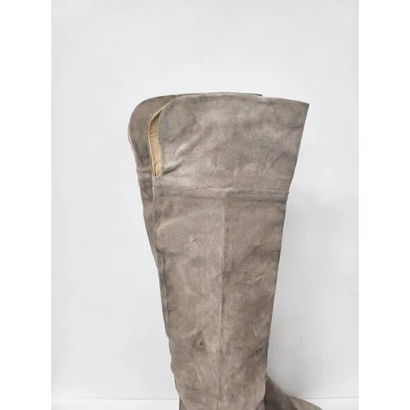 Rag &amp; Bone Womens Over The Knee Block Heel Boots Size 38 Beige Neutral Suede