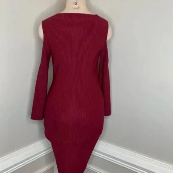 Rebecca Minkoff Josefina Women's Cold Shoulder Ribbed Bodycon Dress Size Medium