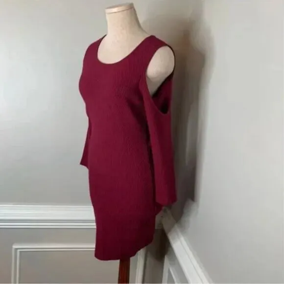 Rebecca Minkoff Josefina Women's Cold Shoulder Ribbed Bodycon Dress Size Medium