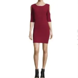 Rebecca Minkoff Josefina Women's Cold Shoulder Ribbed Bodycon Dress Size Medium