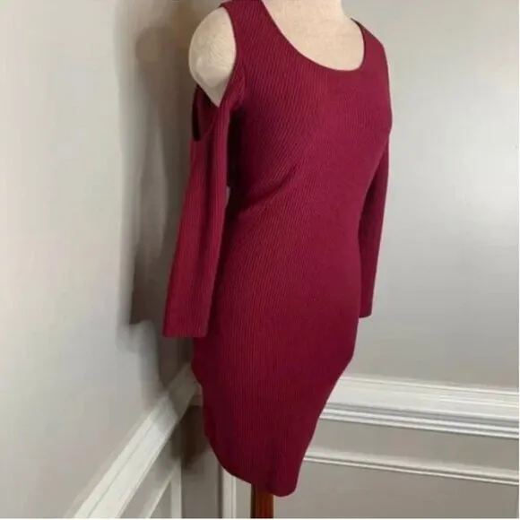 Rebecca Minkoff Josefina Women's Cold Shoulder Ribbed Bodycon Dress Size Medium