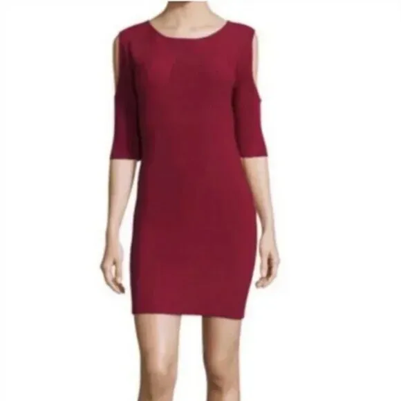 Rebecca Minkoff Josefina Women's Cold Shoulder Ribbed Bodycon Dress Size Medium