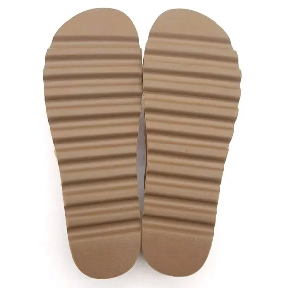 Reef Kaia Cross (Womens 10) Platform Strappy Slip On Sandals Cork Slides Natural