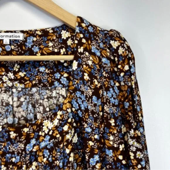 Reformation Blake mini dress morel brown floral - large