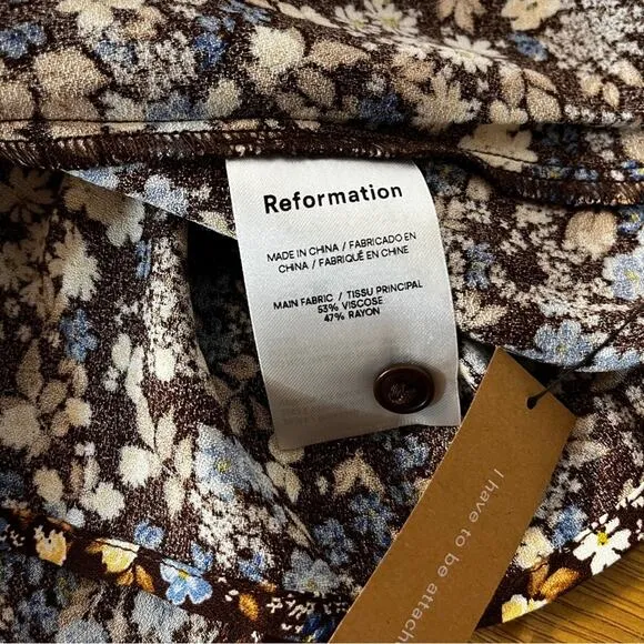 Reformation Blake mini dress morel brown floral - large