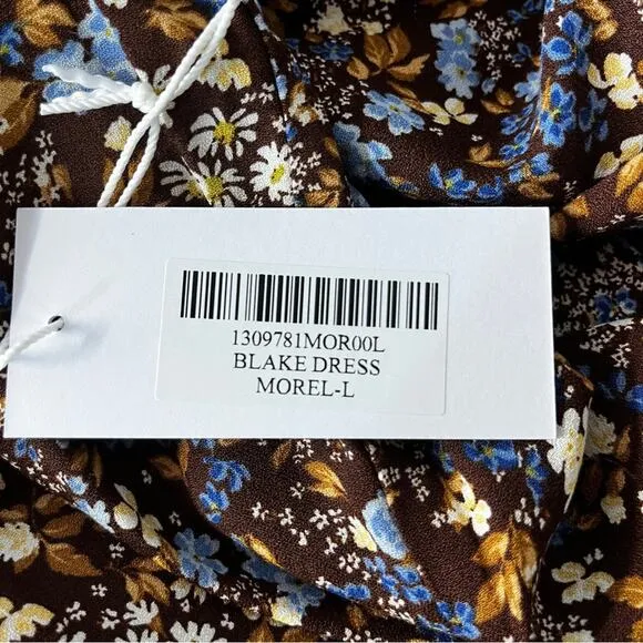 Reformation Blake mini dress morel brown floral - large
