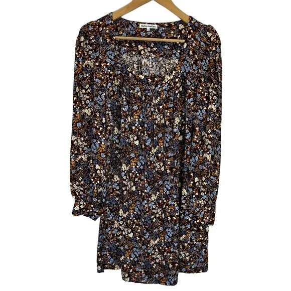Reformation Blake mini dress morel brown floral - large
