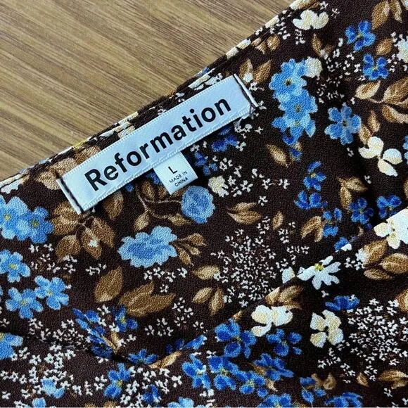 Reformation Blake mini dress morel brown floral - large