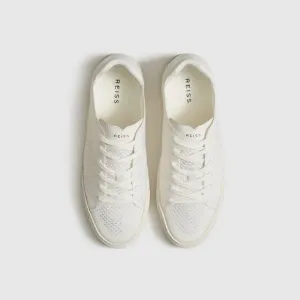 Reiss NEW Brackley Knit Off White Sneakers Size 6
