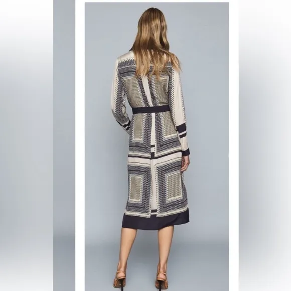 REISSAdelita Geometric-print Shirt Midi Dress Size 8