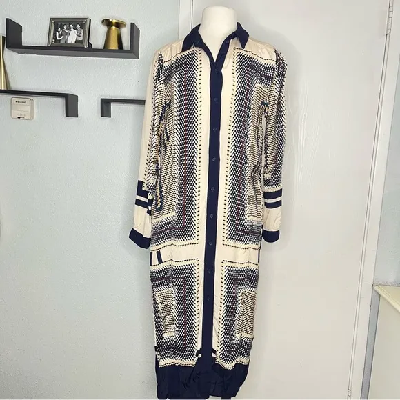REISSAdelita Geometric-print Shirt Midi Dress Size 8