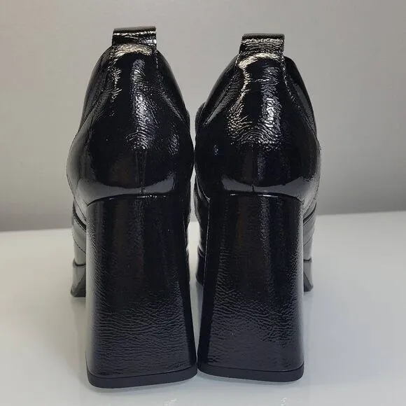 Retro 90s Whimsigoth Loafers EU‎ 39 US 8.5 Black Patent Leather Platform Chunky