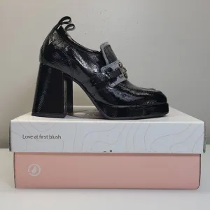 Retro 90s Whimsigoth Loafers EU‎ 39 US 8.5 Black Patent Leather Platform Chunky