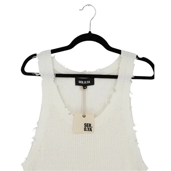 Retrofete SER.O.YA Yonit Knit Tank Dress Beach Swim Coverup in White Medium NWT