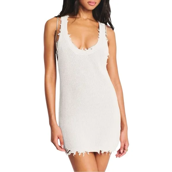 Retrofete SER.O.YA Yonit Knit Tank Dress Beach Swim Coverup in White Medium NWT