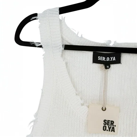 Retrofete SER.O.YA Yonit Knit Tank Dress Beach Swim Coverup in White Medium NWT
