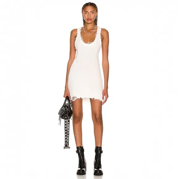 Retrofete SER.O.YA Yonit Knit Tank Dress Beach Swim Coverup in White Medium NWT