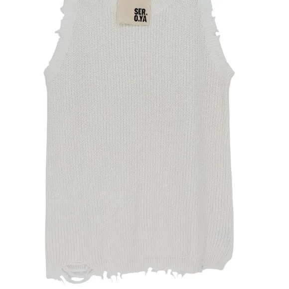 Retrofete SER.O.YA Yonit Knit Tank Dress Beach Swim Coverup in White Medium NWT