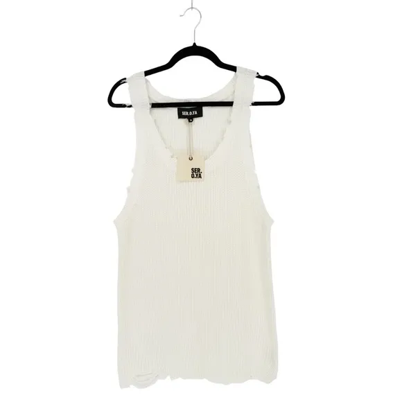 Retrofete SER.O.YA Yonit Knit Tank Dress Beach Swim Coverup in White Medium NWT