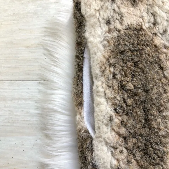 Reversible Faux Fur High Mock Collar Vest wit Side Pockets
