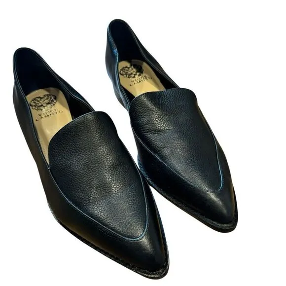 Revolve Vince Camuto Becarda Pebbled Faux Leather Pointed Toe Loafer Flats US 11