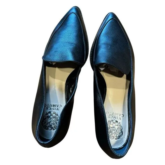 Revolve Vince Camuto Becarda Pebbled Faux Leather Pointed Toe Loafer Flats US 11