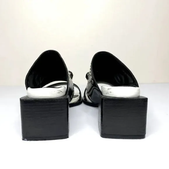 Ricky Sarkany Sandals Size 6 (36) Jewel Studded Chunky Stacked Block Heel Slides