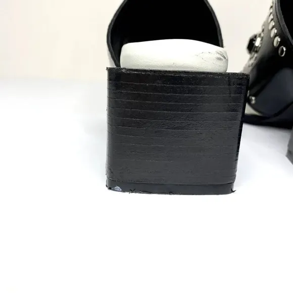 Ricky Sarkany Sandals Size 6 (36) Jewel Studded Chunky Stacked Block Heel Slides