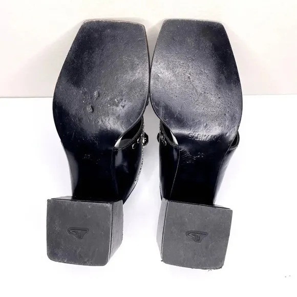 Ricky Sarkany Sandals Size 6 (36) Jewel Studded Chunky Stacked Block Heel Slides