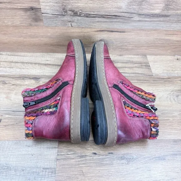 rieker felicitas womens Size EU 39 US 8 Red leather side zip ankle boots