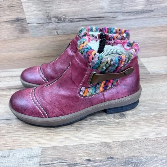 rieker felicitas womens Size EU 39 US 8 Red leather side zip ankle boots