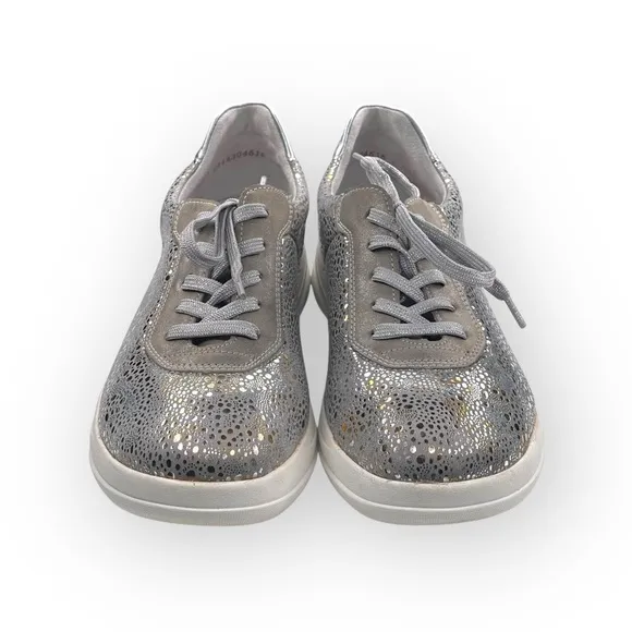 Rieker ᪥ French Remonte Metal Flower Sneakers ᪥ Gold Silver Metallic Print ᪥ 40
