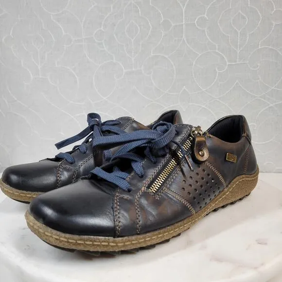Rieker Remonte Tex Womens Shoes US 10.5 EU 41 Blue Leather Comfort Sneakers Walk