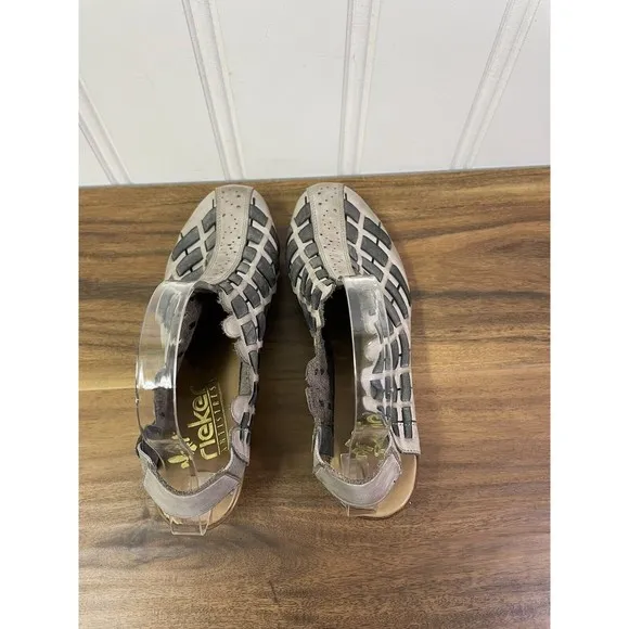 Rieker Sina Woven Low Heel Slingback Sandals WOMEN Size 39 US‎ 8.5