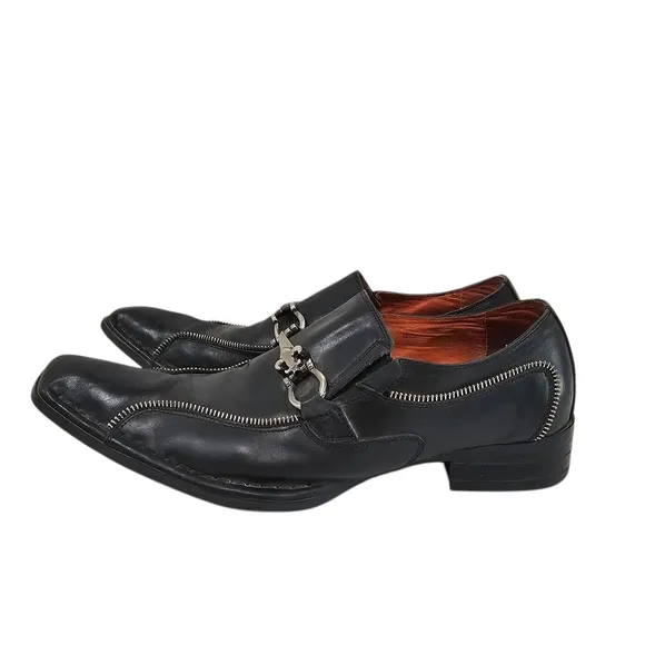 Robert Wayne Black Leather Loafers Slip-Ons