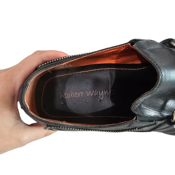 Robert Wayne Black Leather Loafers Slip-Ons