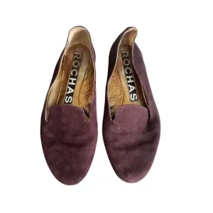 ROCHAS Brown Suede Loafers Flats Size 38.5