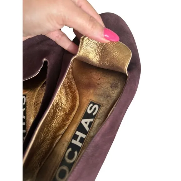 ROCHAS Brown Suede Loafers Flats Size 38.5