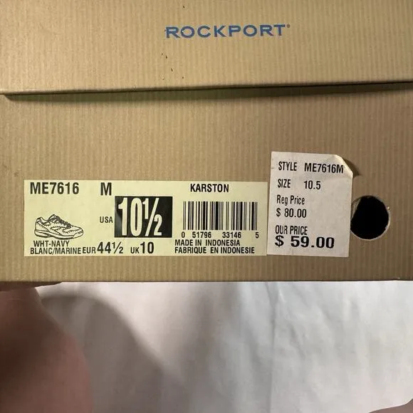 Rockport Karsten Mens Sneakers Size 10.5 White Casual Walking Low Top NIB